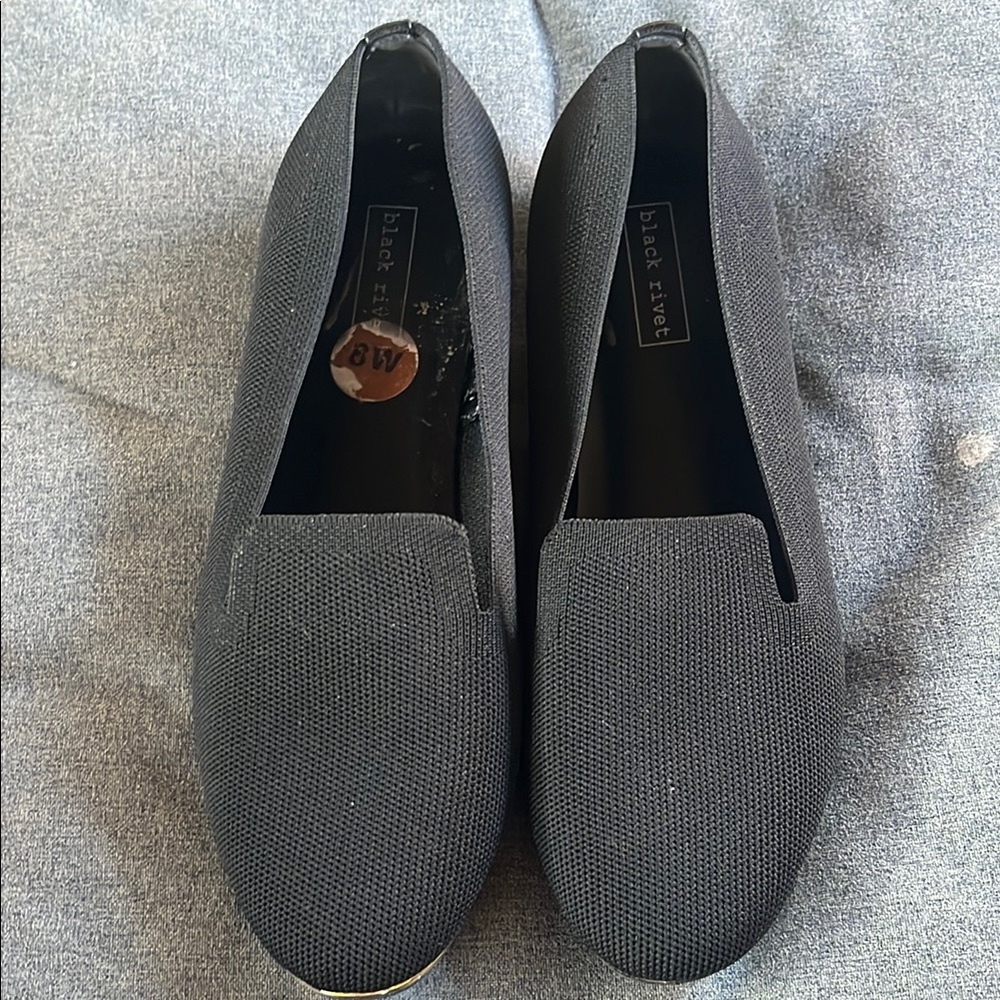 Black Rivet Black Loafers